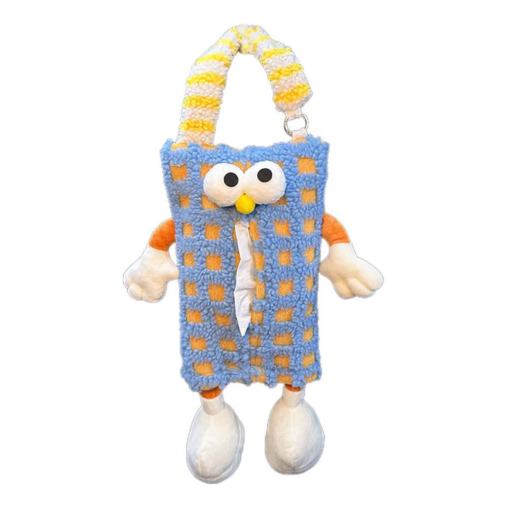 Auto Back Seat Tissue Holder Car Plush Cartoon Animal Paper Pouch Funny Cute Tissue Storage Car Supplies for Home Offices