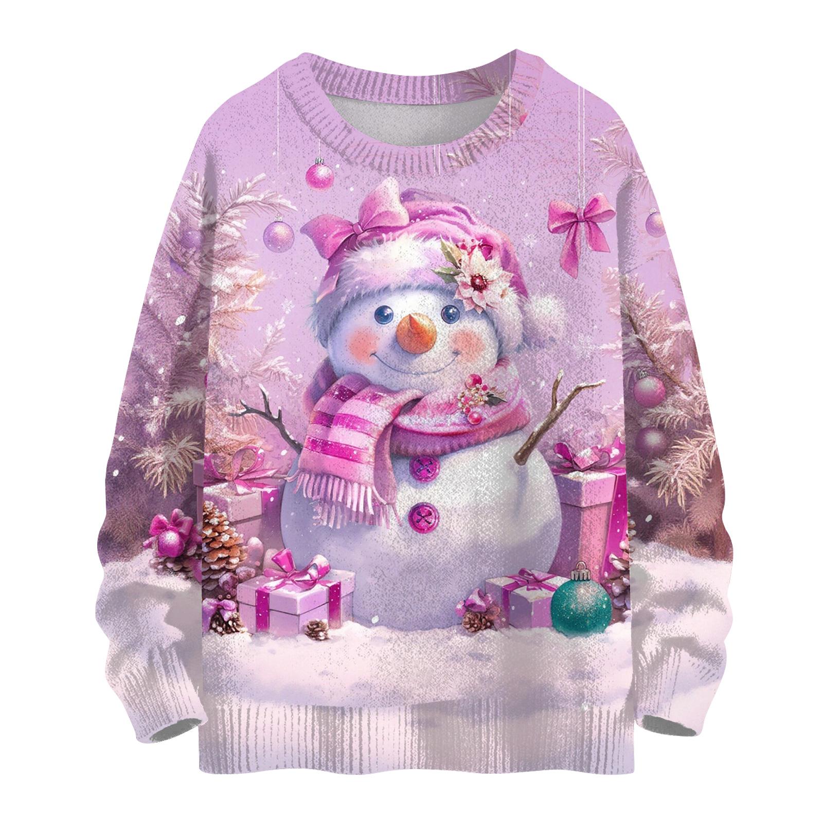 

Женский повседневный шерстяной рождественский свитшот с длинным рукавом, осенний отпускной пуловер с длинным рукавом XXL