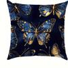 Home Decor Blue & Gold Butterfly Patterned Pillow Covers Pattern Cushion Cover Suitable For Sofa Bedroom Car Pillow Cover