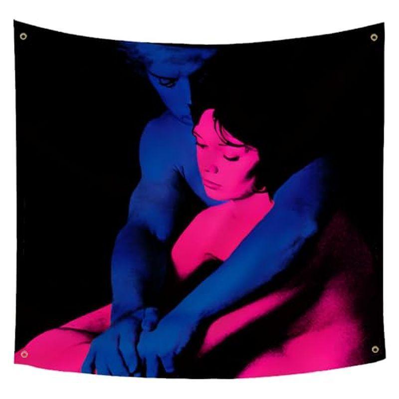 Neon Couple Art Wall Tapestry, Living Room Bedroom Bar Wall Hanging, Aesthetic Polyester Fiber Home Decor