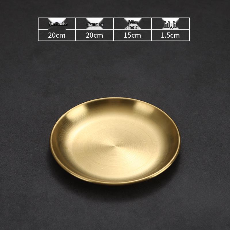 304 Stainless Steel Gold Korean BBQ & Dessert Plate, Flat-Bottom Fruit Tray