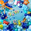 168 Pieces Ocean Theme Balloon Set Cartoon Fish Aluminum Foil Balloon Birthday Party Gender Reveals Aquarium Background Layout