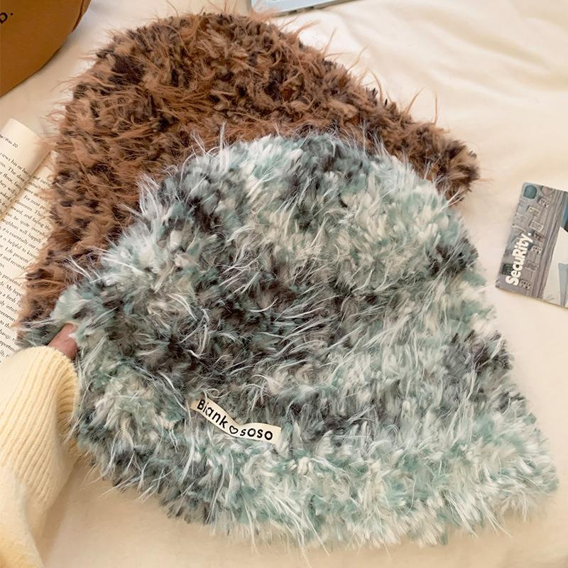 Large Head Circumference Plush Fisherman Hat Women's Autumn and Winter New Warm Travel Wear Knitted Ear Protection Cap