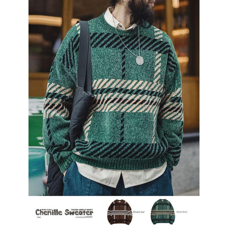 Madden Parka American Retro Chenille Christmas Couple Sweater Thickened Thermal Base Velvet Knitwear Men's Autumn