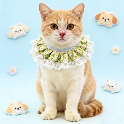 Fresh Lace Pet Saliva Towel Princess Style Cat Bib Doll Small Dog Dog Decoration Bib Supplies