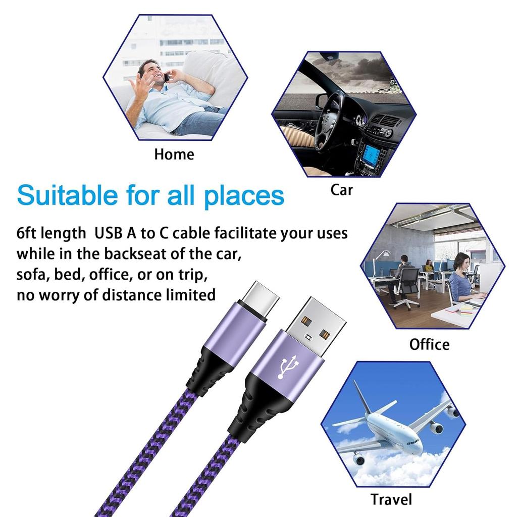 6FT Cable for Samsung Galaxy Z Flip 7 FE 6 5 4 3, Z Fold 7 6 5 4 3 5G, A56 A36 A26, Phone Charger Fast Charging Cord, USB A to C Wire for S25 Edge