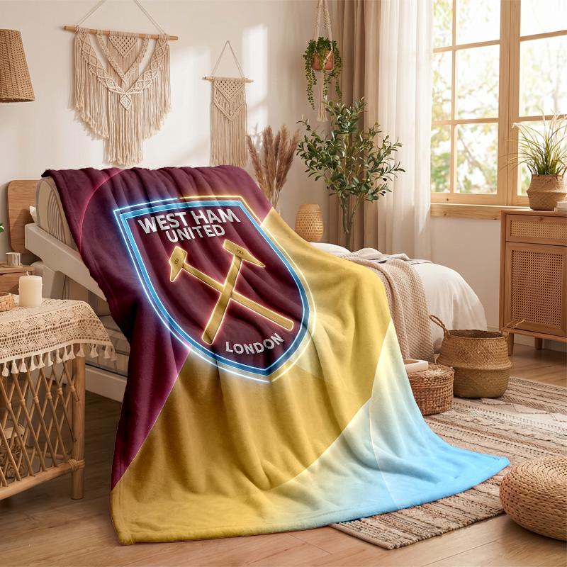 West Ham United Football Print Flannel Blanket Soft Warm Sofa Bed Throw Blanket For Home Office Bedroom