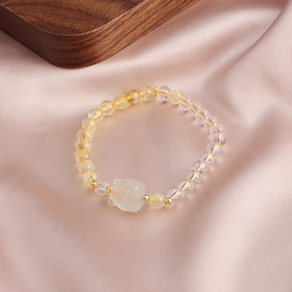 Bracelet Natural Citrine White Crystal Bracelet Pixiu Chinchilla Running Ring Fashion Versatile Douyin Explosion