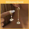 Asymmetrical Modern Pearl Earrings For Women Gold Plated Design Geometric