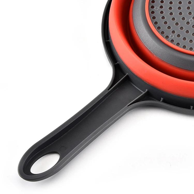 Foldable Drain Basket Silicone Collapsible Colander Bowls Fruit Vegetable Washing Basket with Handle Strainer