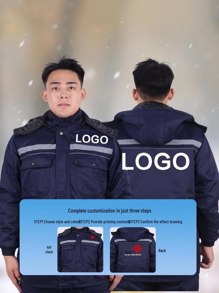 Men's Winter Antistatic Reflective Cotton-Padded Jacket for Cold Storage Workwear