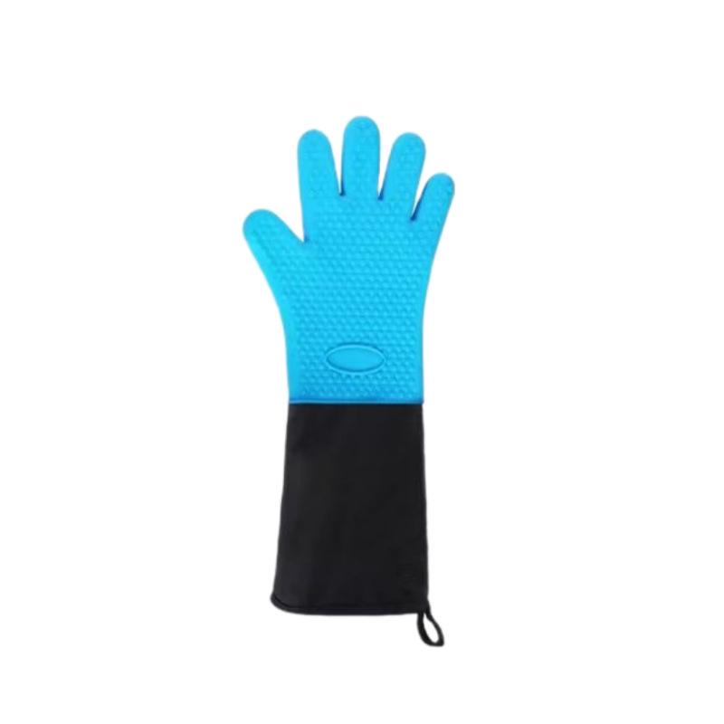 Heat-Resistant Silicone Oven Gloves - Anti-Scald, Waterproof, Flexible, Five-Finger Design for BBQ and Baking.