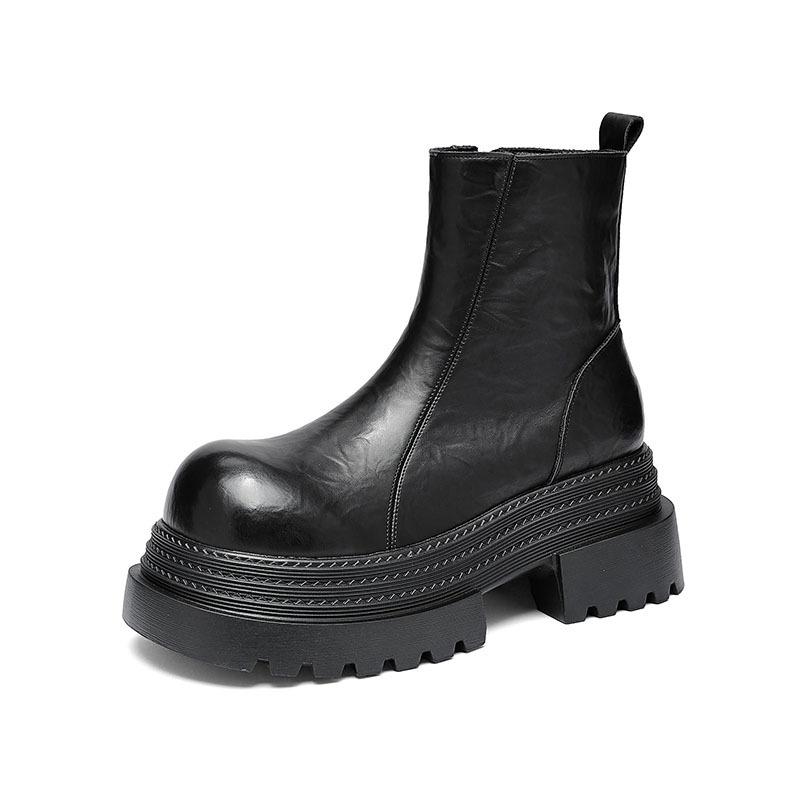 Augustine platform Martin boots new autumn and winter black thick heel medium tube short boots British style boots