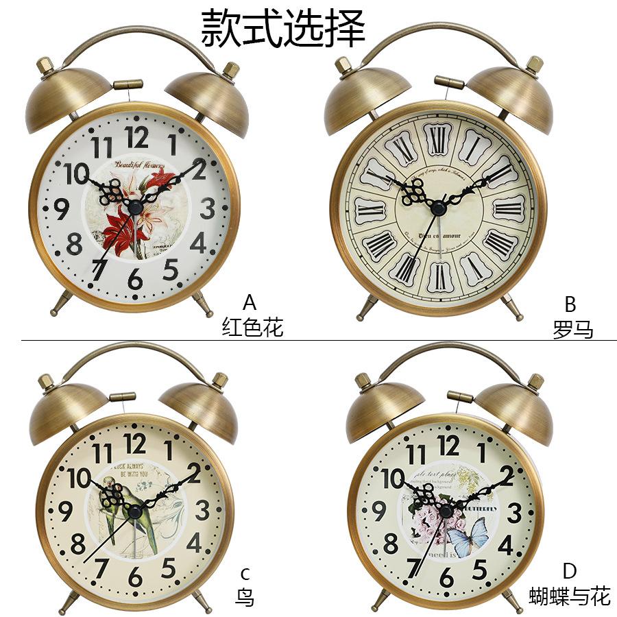 New Creative Metal Alarm Clock with Small Night Light Mechanical Alarm Clock Fashion Personality Student Bedside Bell