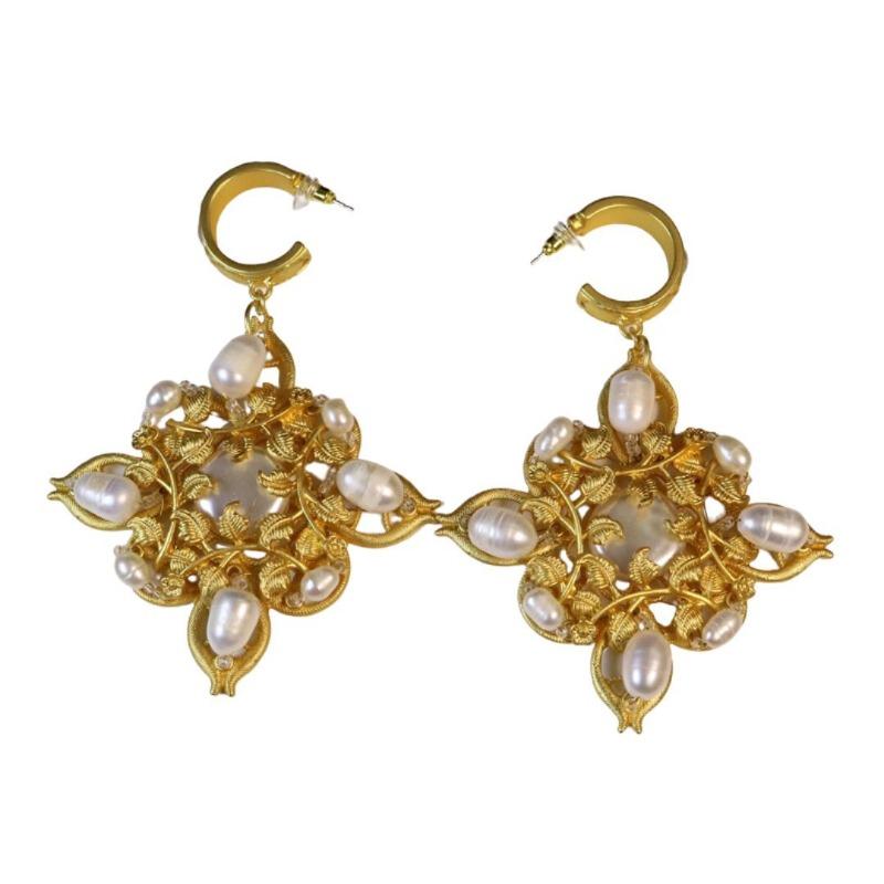 French Retro Electroplated Real Gold Imitation Pearl Cultured Pearl Stud Earrings Necklace Elegant Temperament Versatile High Sense Set