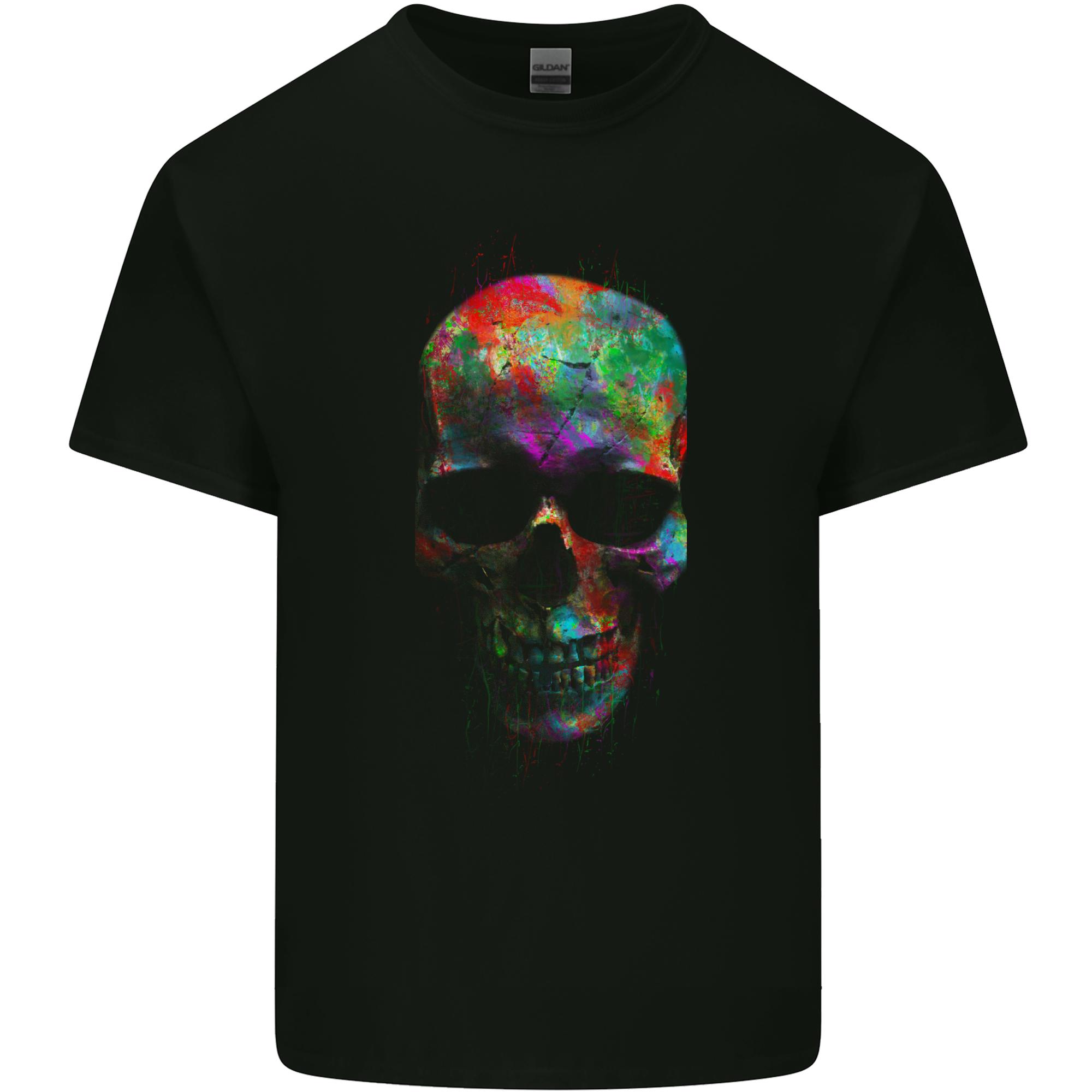 Radiantly Coloured Skull Unisexs Light Cotton TShirt S