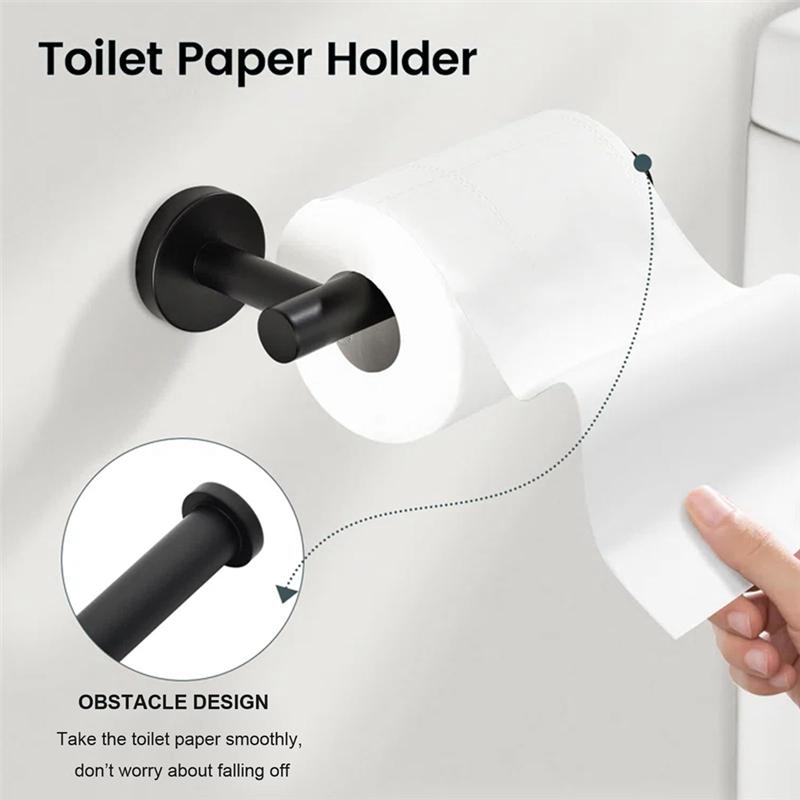 A25F-For Bathroom Wall Mounted Towel Bar Set 7-Piece Stainless Steel Hardware Accessories Including Bath Towel Racks