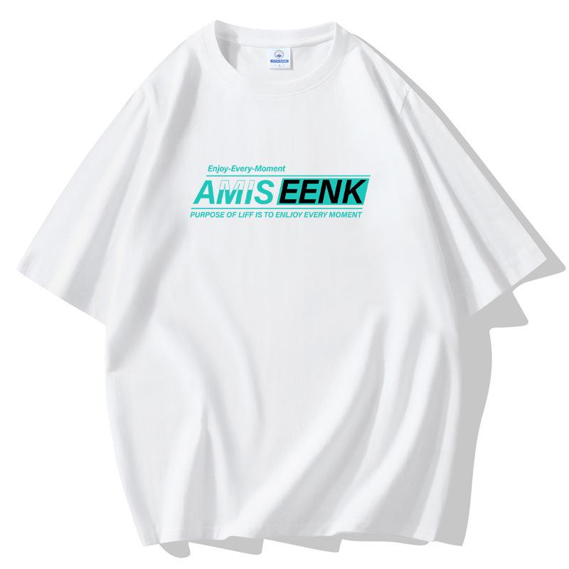 Men's Fashion Large Size Loose Short Sleeves T-Shirt 100% Cotton