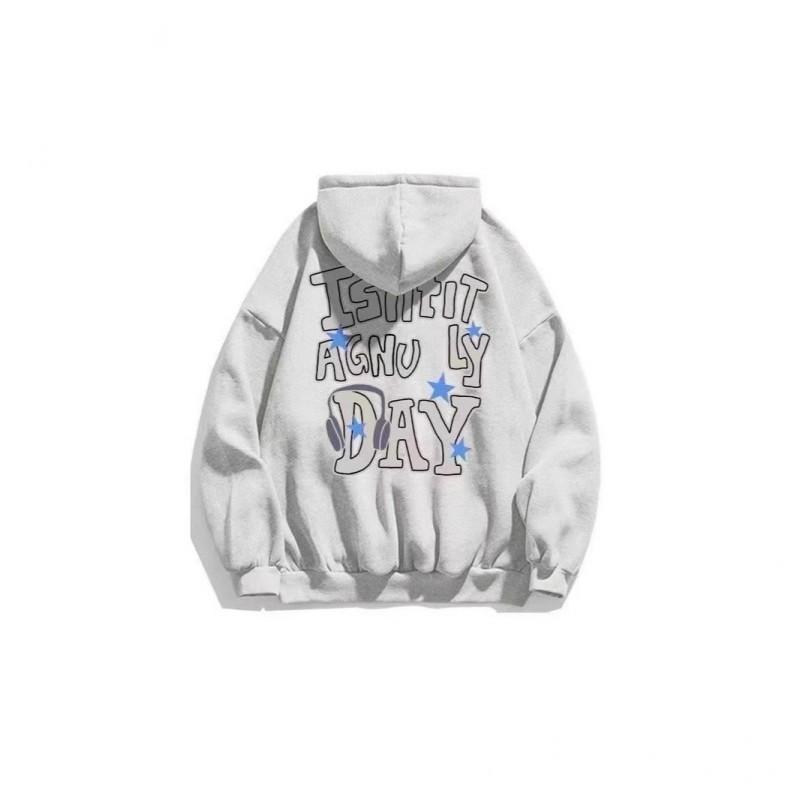 Oversized Anime Print Hooded Sweatshirt Unisex Streetwear Loose Fit Heavyweight Pullover Fall