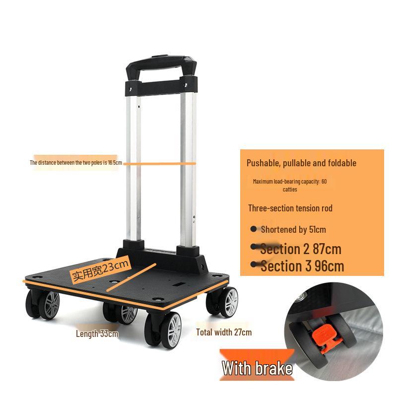 Aluminum Alloy Foldable Student Backpack Trolley with Universal Wheels
