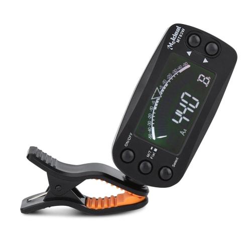 

MT83W 2-in-1 Clip-on Guitar Tuner/Metronome with Multifunction LCD Display and 360-Degree Rotation Tuning Meter for Guitars, Bass, Violins, Ukuleles,