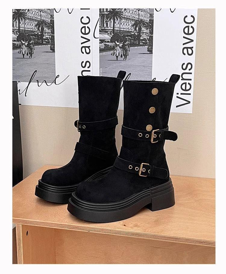 Two-way Khaki Thick-Soled Mid-Calf Vintage Martin Boots 2025 - Height-Increasing, Fashionable, Slimming Short Boots.