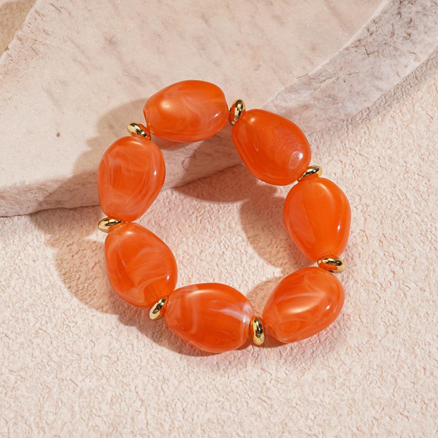 Trendy Colorful Marbled Irregular Oval Bead Elastic Bracelets Boho Resin Geometric Beaded Bangles Bracelet 2026 Fashion Jewelry