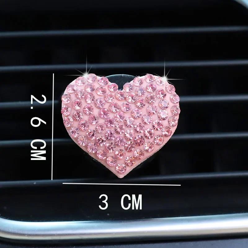 Car Air Outlet Perfume Clip Heart-shaped Rhinestone Car Air Conditioning Air Vent Decoration Perfume Clip Auto Accessories