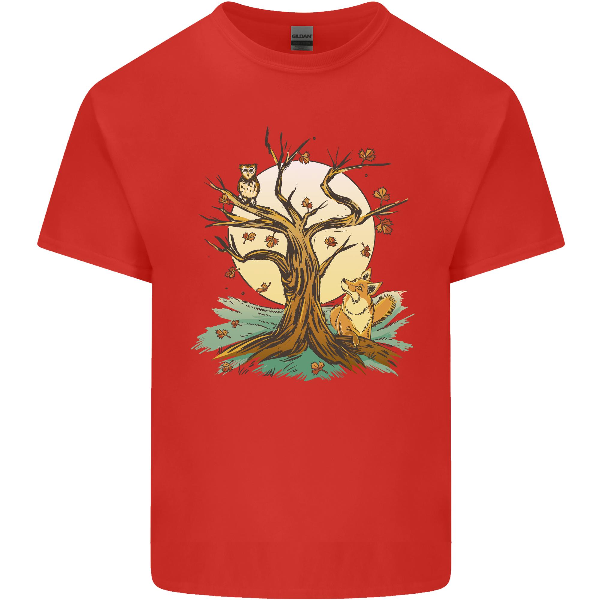 An Owl and Fox Tree Nature Ecology Unisexs Light Cotton TShirt S