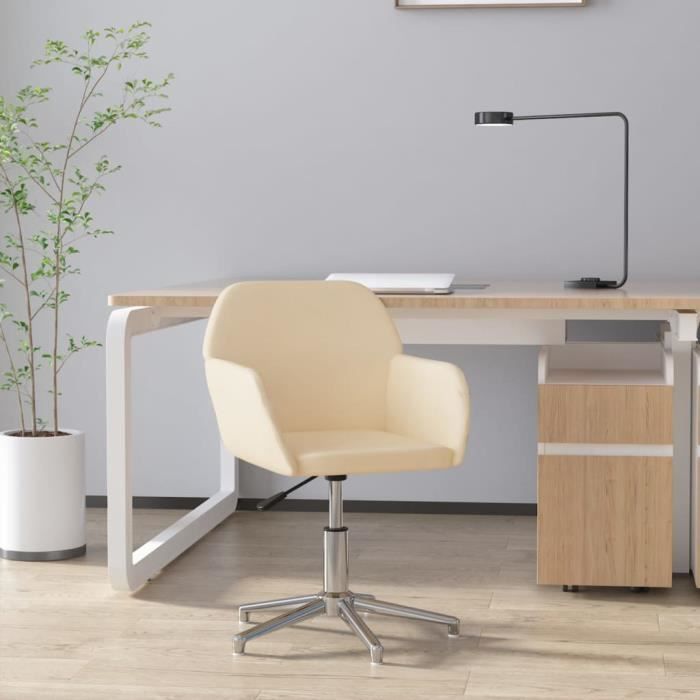 344711 vidaXL Swivel Office Chair Cream Fabric