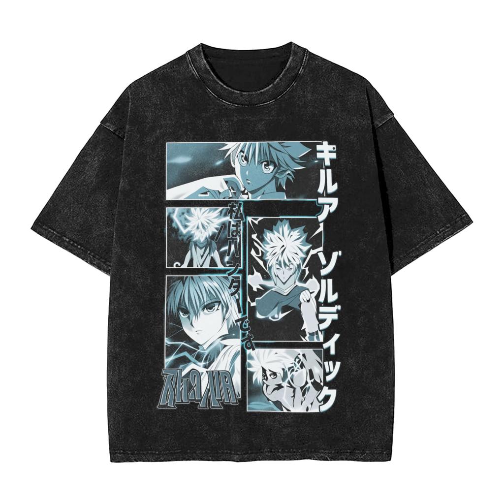 Anime Hunter X Hunter Printed Tshirt Mens and Womens Washed Tshirt High Quality Vintage Cotton Tshirt Harajuku YK Top