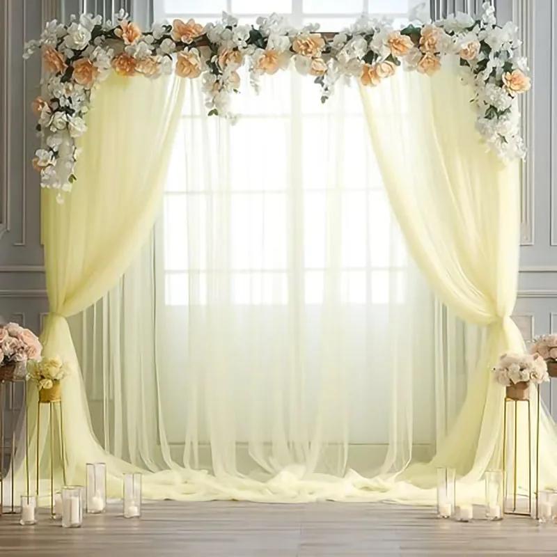 1 Panel Chiffon Backdrop Curtains, Wrinkle-Free Sheer Chiffon Fabric Curtain Drapes Wedding Ceremony Arch Party Stage Decor