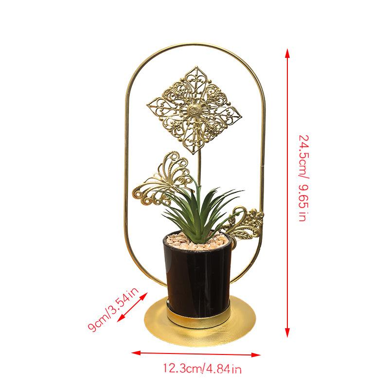 

Wrought Iron Stand Metal Potted Ornaments Glass Flower Pot Creative Design Simulation Potted Plant Decorative Nordic Style