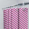 Pink and white striped shower curtain waterproof fabric bathroom decor hanging accessory for bathtub or toilet area One Size (W1