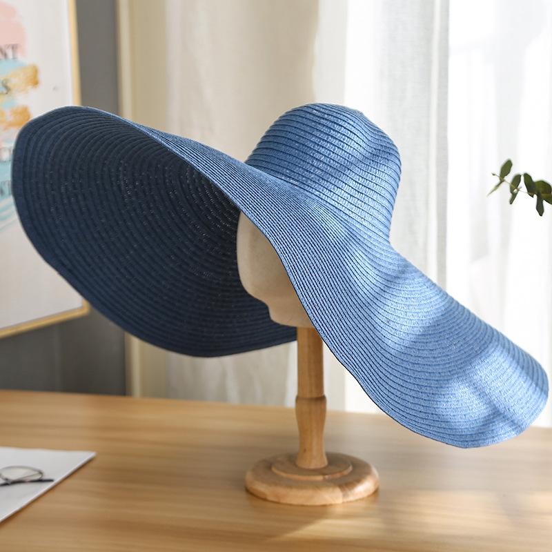 Summer Large Wide brim women leisure Colorful Panama sun hat fashion trendy dome holiday beach hat foldable straw hat