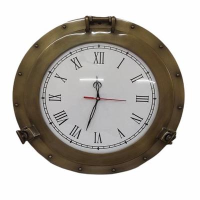 43.18 Cm Antique Finish Marine Brass Ship Porthole Clock Nautical Wall Mounted Clock Home Decorative