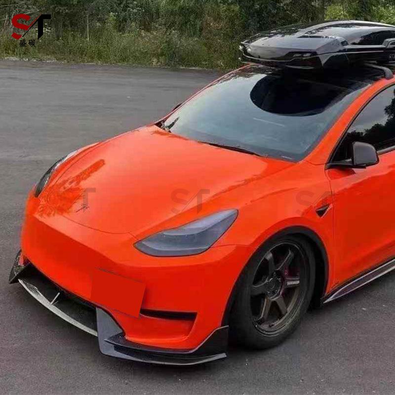 Tesla Model Y Carbon Fiber Front Lip Spoiler Chin Diffuser