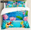 Watercolor Lotus Duvet Cover SetDecorative 3 Piece Bedding Set With 2 Pillow Shams Queen King Full Size All-Season Room Decor