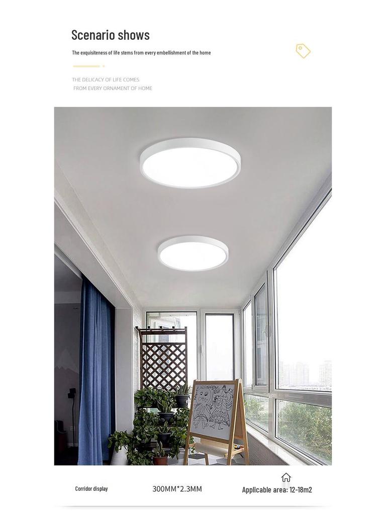 Ultra-Thin Full Spectrum Ceiling Light: Eye-Protective, Three-Proof Design for Bedroom, Study, and Living Room