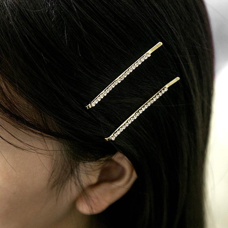 Simple Diamond-Encrusted Bangs One-Word Clip, Daily Commuting Broken Hair Side Clip Hair Accessories Women