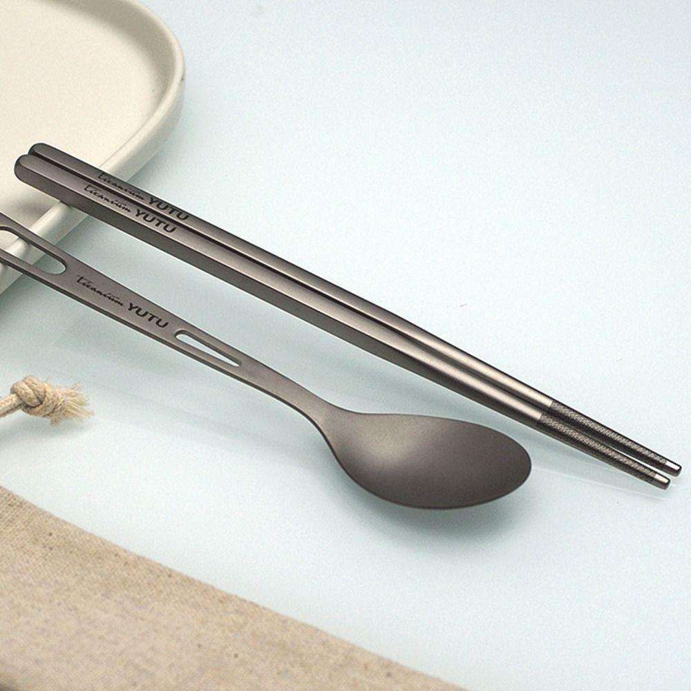 Ultralight Dinnerware Sets Travelling Knife Fork Spoon Chopstick Titanium Tableware  Flatware Set