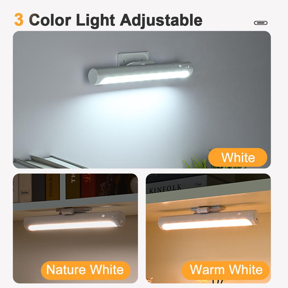Touch Control Night Light  USB Rechargeable Adjustable 3 Colors Cabinet Lights With Digital Display For Kitchen Closet Bedroom
