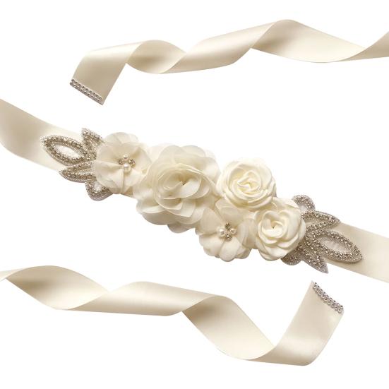 

Роза Цветок Искусственный Жемчуг Стразы Женский Пояс для Платья Невесты Пояс Пояс Декор молочный белый