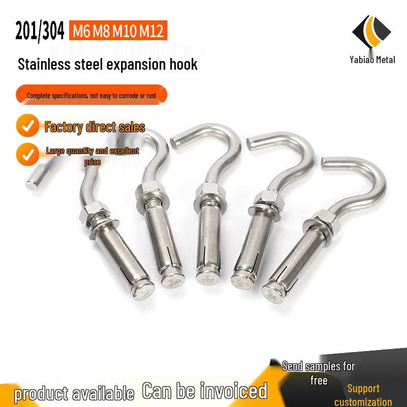 Stainless Steel Expansion Swing Hook for Manhole Covers, Net, M6/M8/M10/M12
