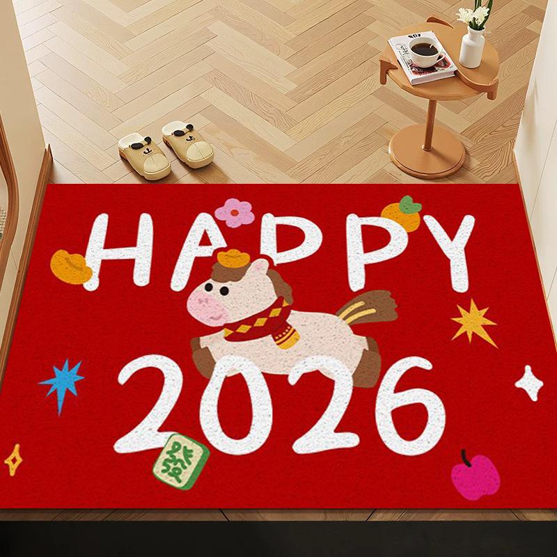 Chinese New Year Entry Door Mat Spring Festival Bedroom Bath Non-slip Rug Carpet Entrance Doormat Horse Year Decoration