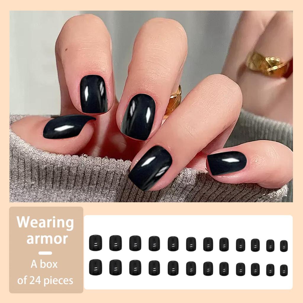 24pcs Nail Pieces Wearable Nails Ice Transparent False Nails 5ml
