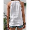 Fashion New Solid V-neck Loose Casual Shirts Women Sleeveless Lace Splicing White Blouses for Women Summer Clothing Vintage Slim Fit Shirt Tops 26642