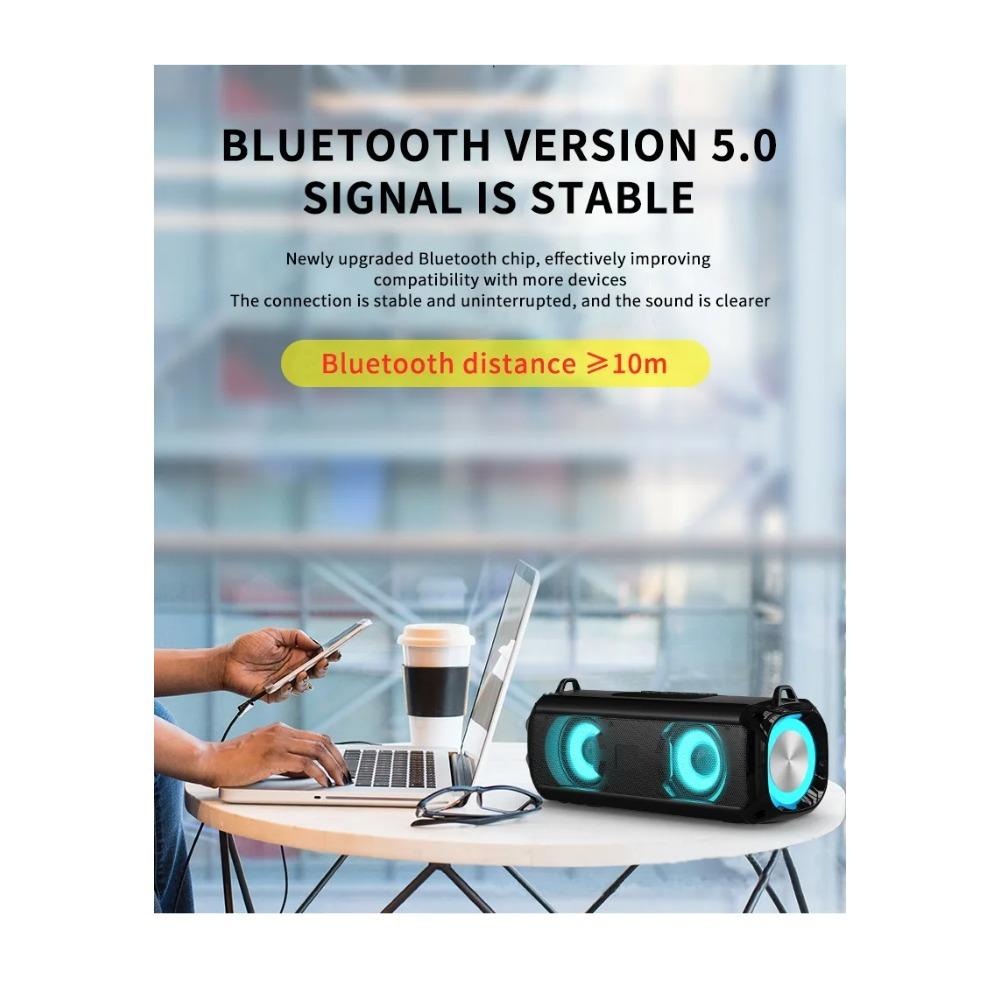 Popular RGB LED Lights Speaker EBS-045 BT 5.0 Portable Wireless Bluetooth Music Player Micrphone Built TF Card Support