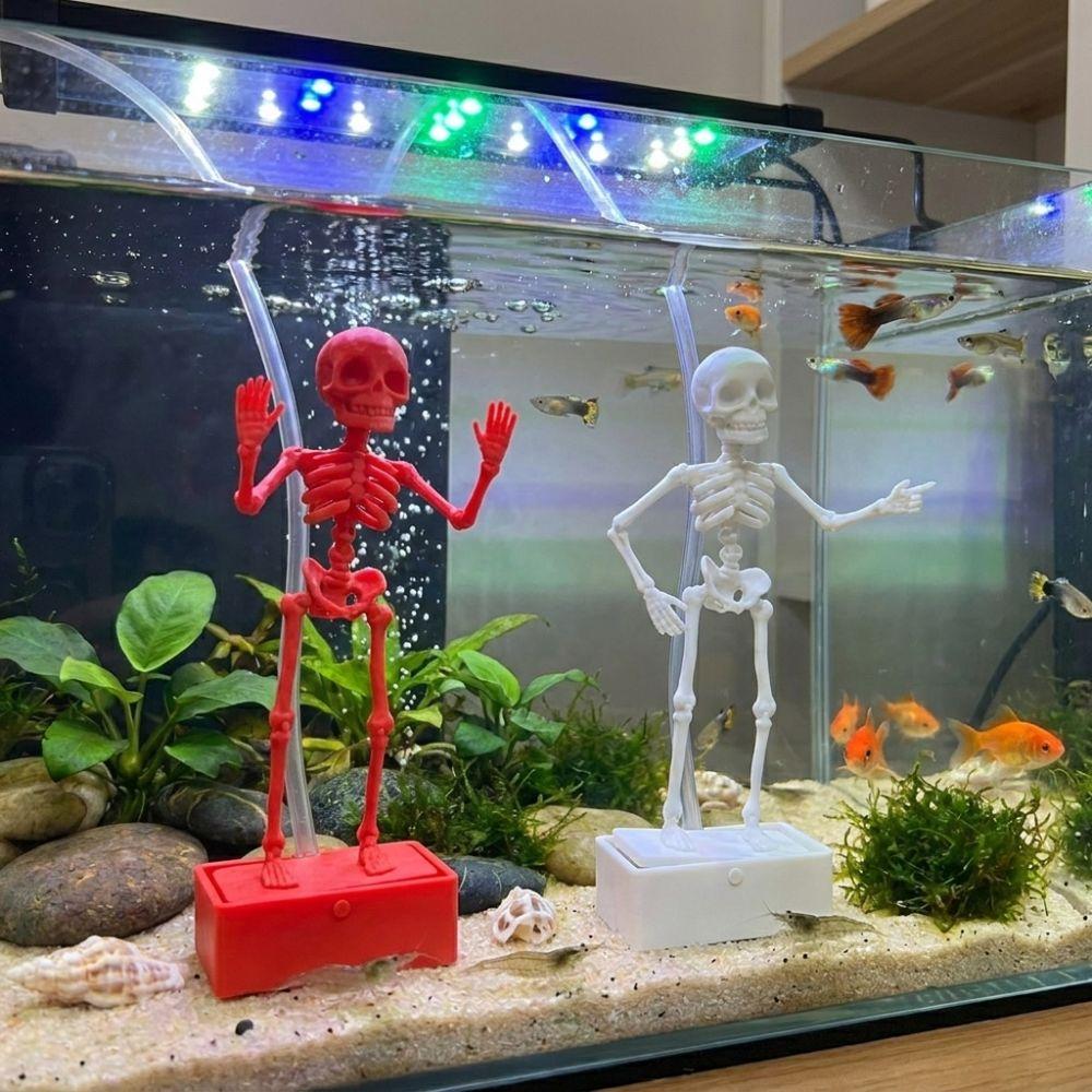 Realistic Fish Tank Dance Skull Bubbler Air Pump Dancing Skeleton  Fish Tank Layout Decor