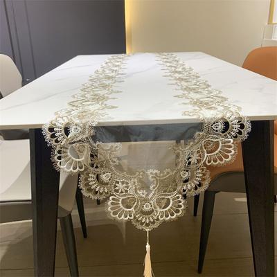 Oval Table Runner Embroidered Tea Table Europe TV Cabinet Tablecloth Lace Pendant Tassel Dresser Table Flag Shoe Dust Cover